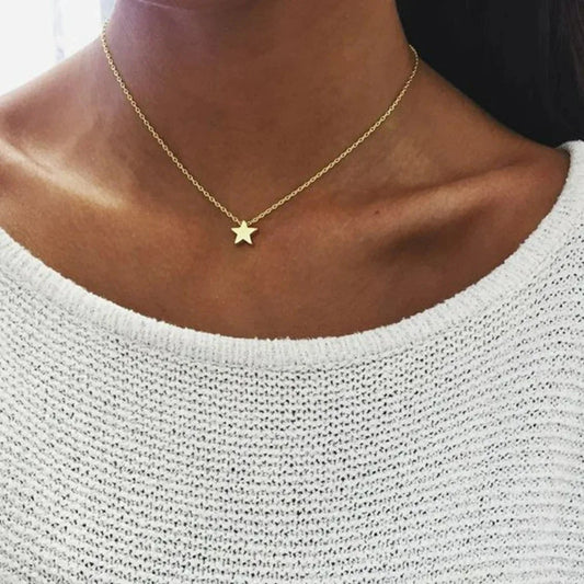2024 New Women’s Choker Necklace – Gold/Silver Color Chain with Star & Heart Pendant
