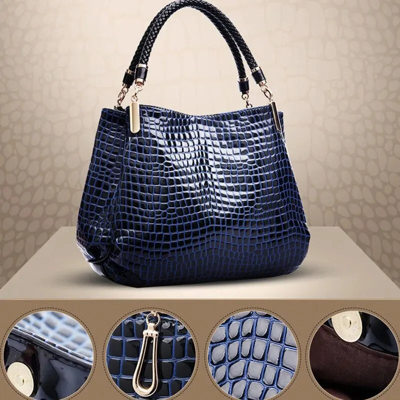 Title: Women's Large-Capacity Crocodile Print Tote Bag – Daily Commute Shoulder Handbag