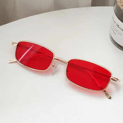 Fashion Small Rectangle Sunglasses for Men and Women – Vintage Square Driving Sunglasses with Luxury Metal Frame Eyewear.