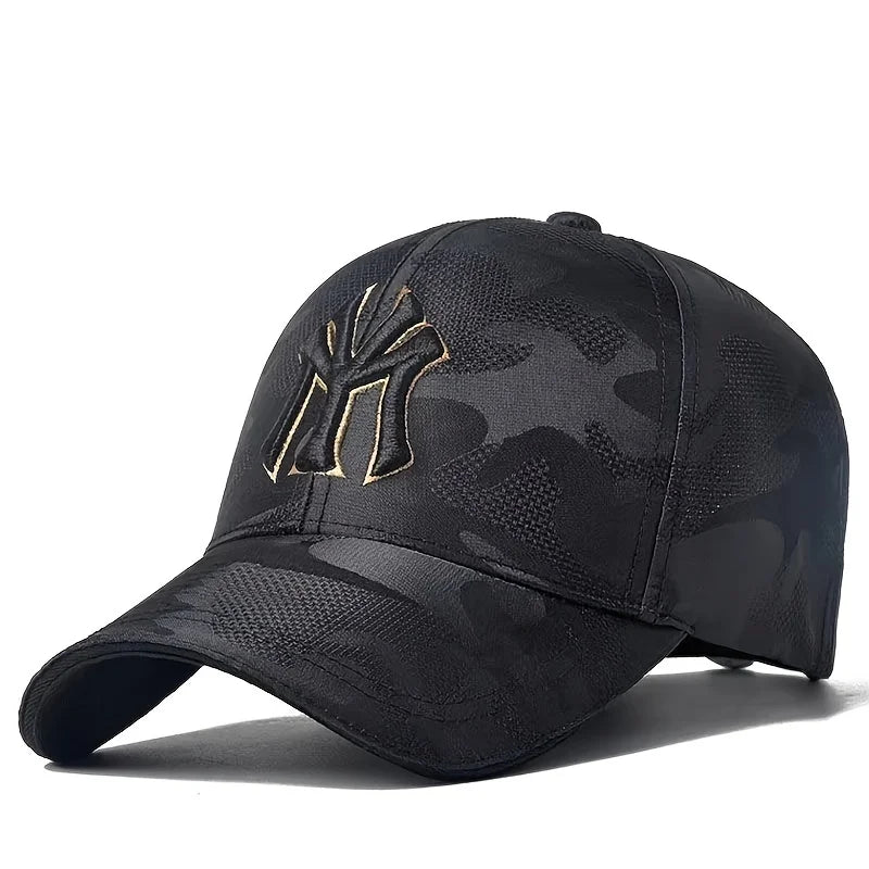 Trendy Camouflage Baseball Cap with Letter Embroidery – Adjustable Spring and Autumn Sunscreen Hat for Outdoor Style