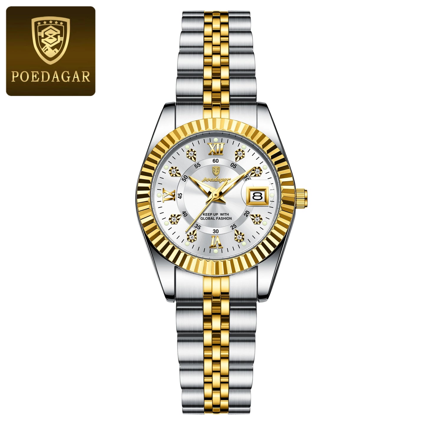 Luxury Elegant Watch for Women - Waterproof, Luminous, Date Display, Stainless Steel, Quartz Movement