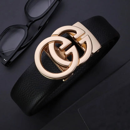 Luxury Business Men's Belts - Genuine Leather, Double G Buckle, High-Quality Designer Belts for Men & Women