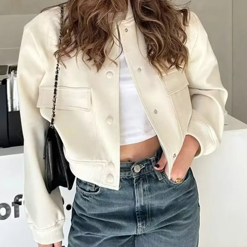 2024 Women's Cropped Bomber Jacket – Stylish Autumn & Winter Outerwear