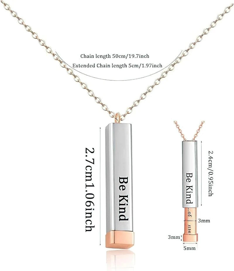 Be Kind of a B" Necklace for Women – Hidden Message Square Tube Pendant, Perfect for Best Friends, Sorority Sisters, and Friendship Gifts