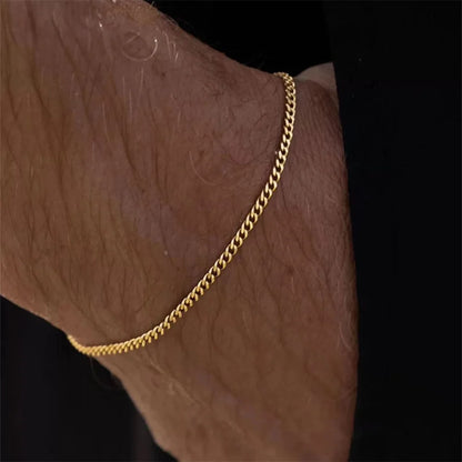 Elegant Gold Stainless Steel Cuban Chain Bracelet – Unisex Retro Hip-Hop Jewelry for Men and Women