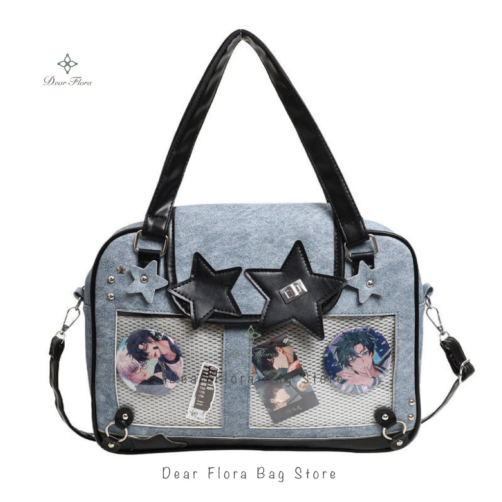 Title: Y2K Trendy Star Ita Bag – Lolita Transparent Pocket Crossbody Purse