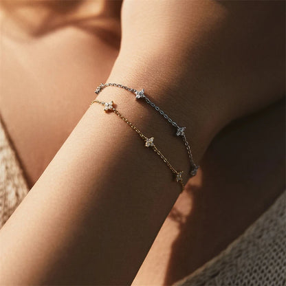 2024 New Crystal Flower Stainless Steel Bracelet – Stylish Korean-Inspired Jewelry for Women