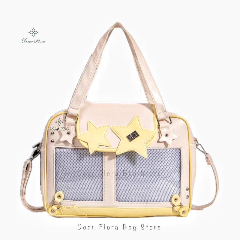 Title: Y2K Trendy Star Ita Bag – Lolita Transparent Pocket Crossbody Purse