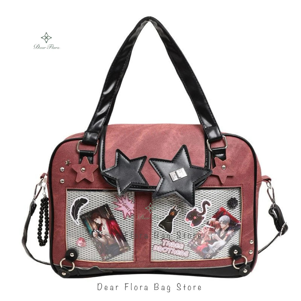 Title: Y2K Trendy Star Ita Bag – Lolita Transparent Pocket Crossbody Purse