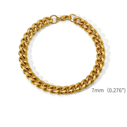 Elegant Gold Stainless Steel Cuban Chain Bracelet – Unisex Retro Hip-Hop Jewelry for Men and Women