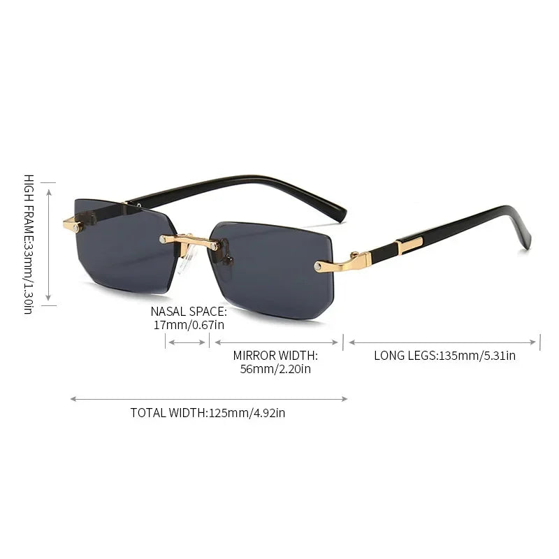 High Definition Sunglasses for Men and Women – Blue Light Blocking, Rimless Square Frame Eyewear with Eye Protection.