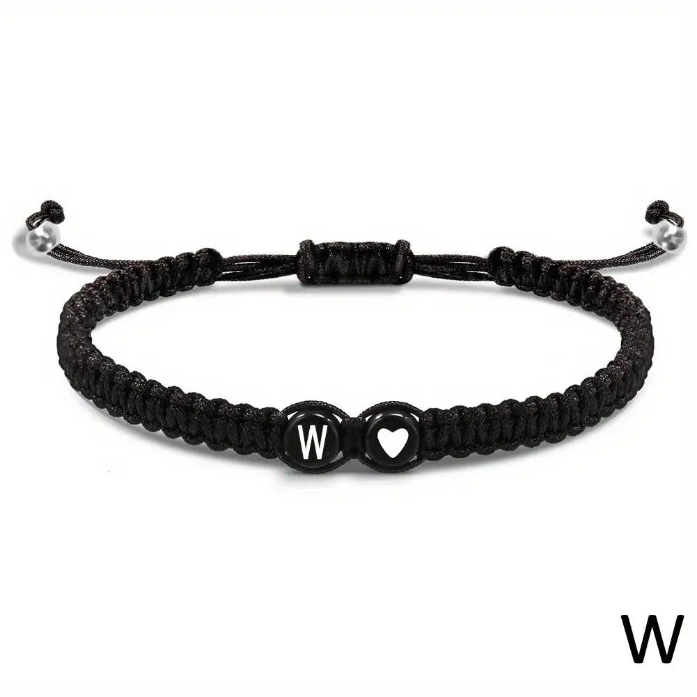 A-Z Initial Heart Braided Bracelet – Handmade Adjustable Friendship Jewelry for Men & Women