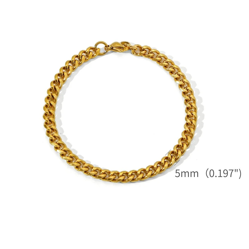 Elegant Gold Stainless Steel Cuban Chain Bracelet – Unisex Retro Hip-Hop Jewelry for Men and Women