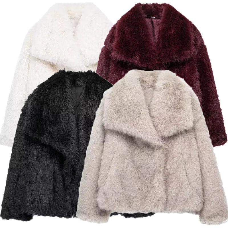 TRAF 2024 Winter Faux Fur Coat – Plush & Fluffy Women’s Outerwear