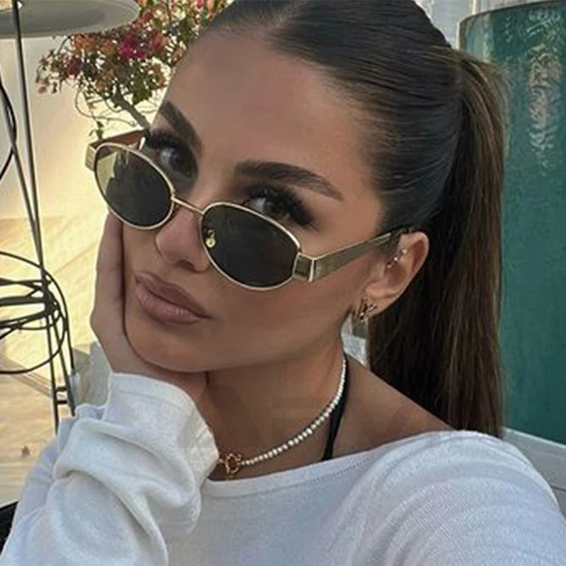 Retro Oval Sunglasses for Men and Women – Classic Luxury Eyewear with a Metal Frame, High-Quality Construction, and UV400 Protection.