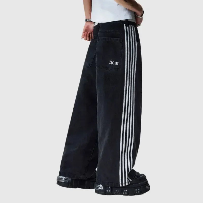 Y2K Baggy Jeans - Harajuku Vintage Striped Embroidered High-Quality Sweatpants, Hip Hop Casual Wide Leg Streetwear for Men & Women.