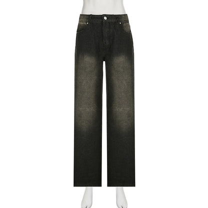 Title: Y2K Goth Low-Waist Baggy Jeans – Punk Wide-Leg Denim Pants