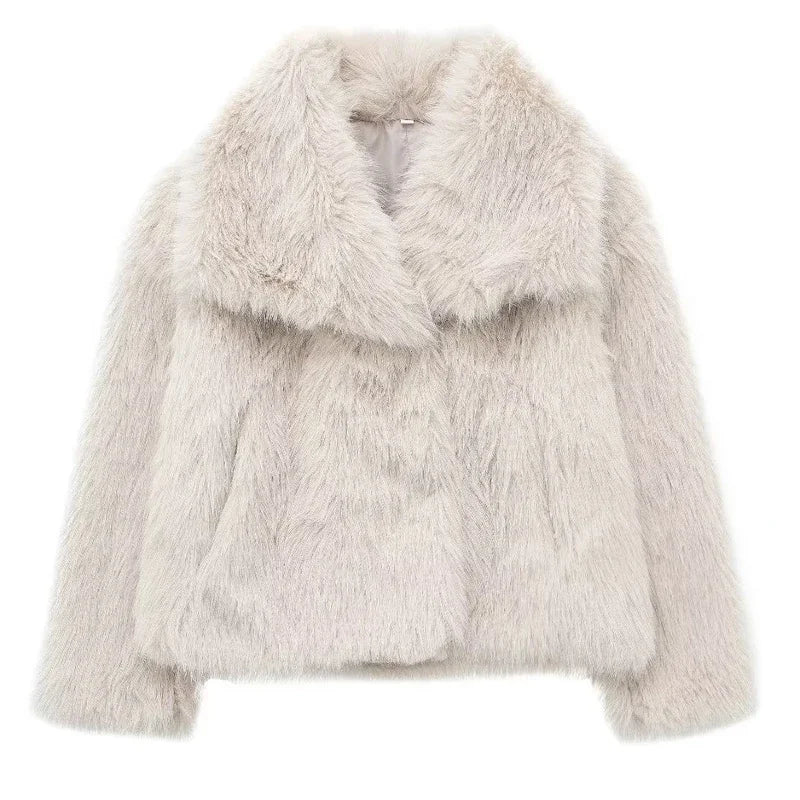 TRAF 2024 Winter Faux Fur Coat – Plush & Fluffy Women’s Outerwear