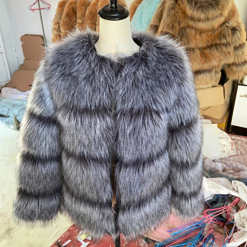 Women's Faux Fur Coat – Winter Fashion Warm Thick Fox Raccoon Leather Jacket