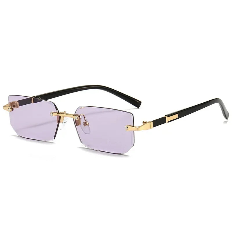 High Definition Sunglasses for Men and Women – Blue Light Blocking, Rimless Square Frame Eyewear with Eye Protection.