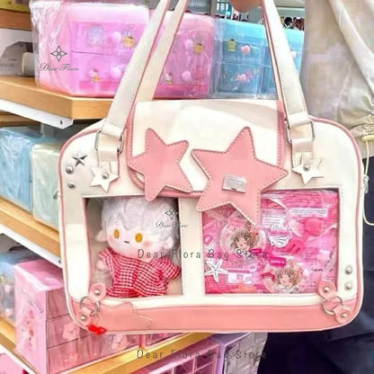 Title: Y2K Trendy Star Ita Bag – Lolita Transparent Pocket Crossbody Purse