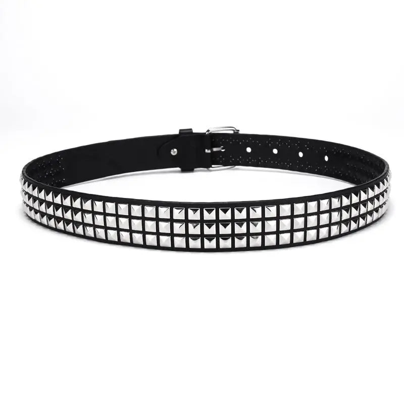 2024 New Square Bead Rivet Belt Metal Pyramid Belt Men and Women Punk Hardware Jeans Belt Y2K Belt Designer Belt Women'S Belts