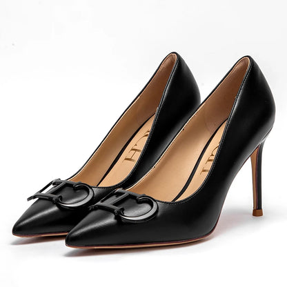 Women's 9cm High Heels – New Pointed-Toe Sandals with Metal Buckle, Perfect for Party & Carnival