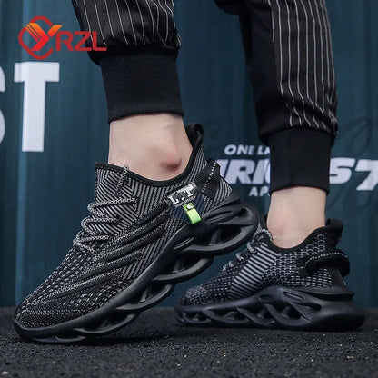 Men's Black Running Shoes - Casual Sneakers with Breathable Mesh & Shock-Absorption, Women's Lightweight Tennis for Outdoor Jogging