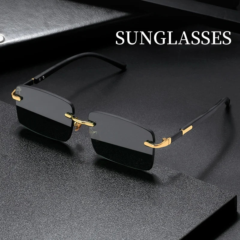 High Definition Sunglasses for Men and Women – Blue Light Blocking, Rimless Square Frame Eyewear with Eye Protection.