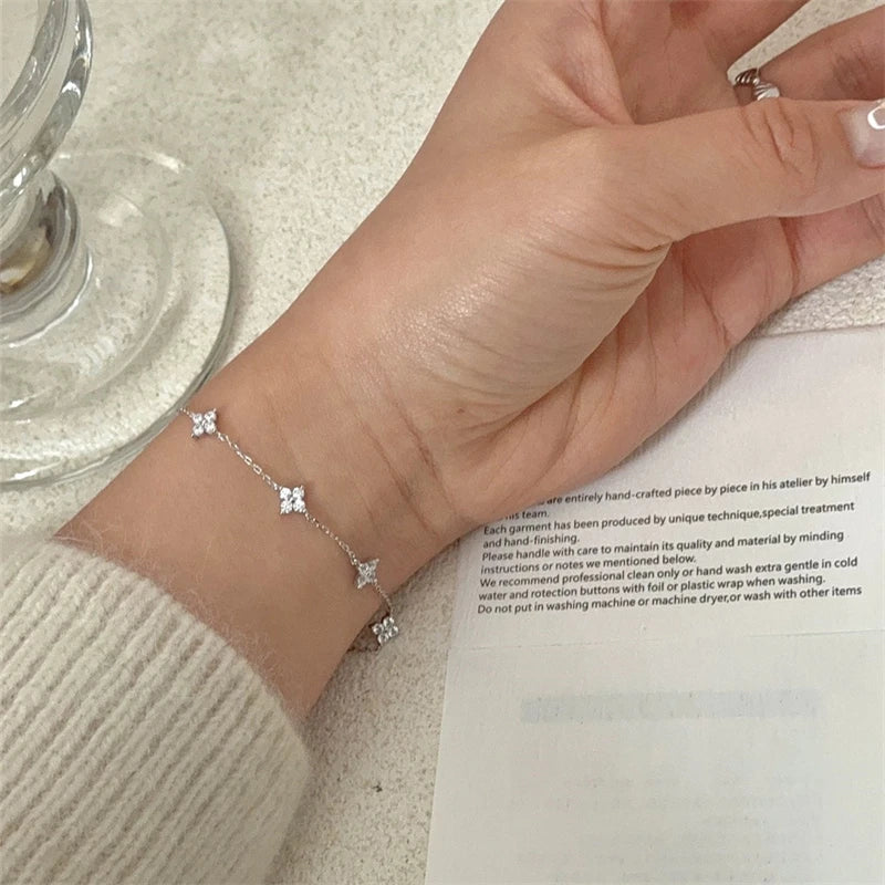 2024 New Crystal Flower Stainless Steel Bracelet – Stylish Korean-Inspired Jewelry for Women