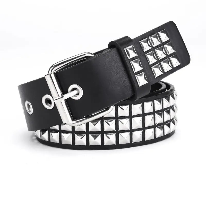 2024 New Square Bead Rivet Belt Metal Pyramid Belt Men and Women Punk Hardware Jeans Belt Y2K Belt Designer Belt Women'S Belts