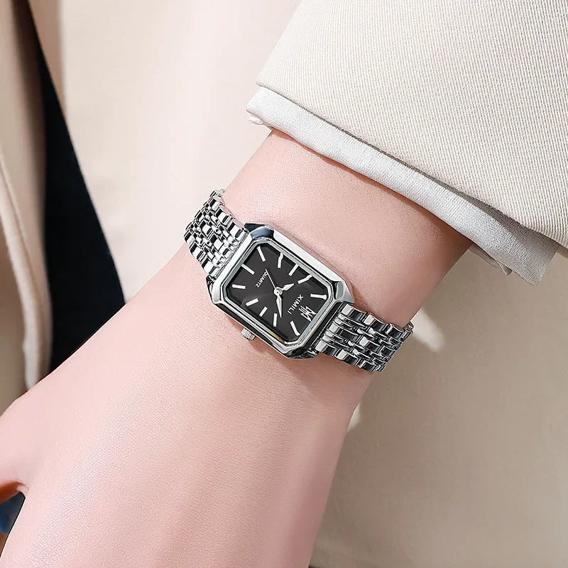 2025 Hot Brand Stainless Steel Strap Watch - Women's Luxury Quartz Wristwatch, Student Fashion, Simple Square Design