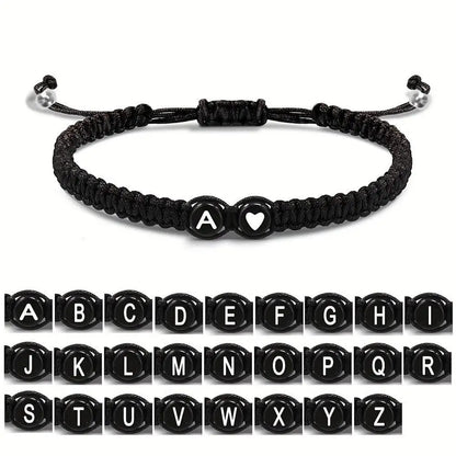 A-Z Initial Heart Braided Bracelet – Handmade Adjustable Friendship Jewelry for Men & Women