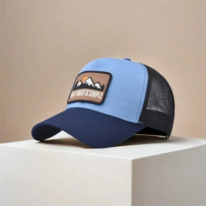 Letter Mesh Breathable Hat for Men and Women – Embroidered Baseball Cap with Sunshade, Perfect for Outdoor Sports, Cycling, and Travel.