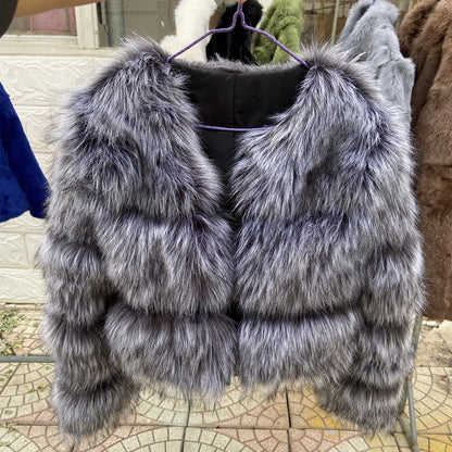 Women's Faux Fur Coat – Winter Fashion Warm Thick Fox Raccoon Leather Jacket