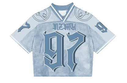 Y2K American Fashion T-Shirt - Splicing Loose Football Jersey, Unisex Streetwear Short-Sleeve Top