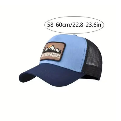 Letter Mesh Breathable Hat for Men and Women – Embroidered Baseball Cap with Sunshade, Perfect for Outdoor Sports, Cycling, and Travel.