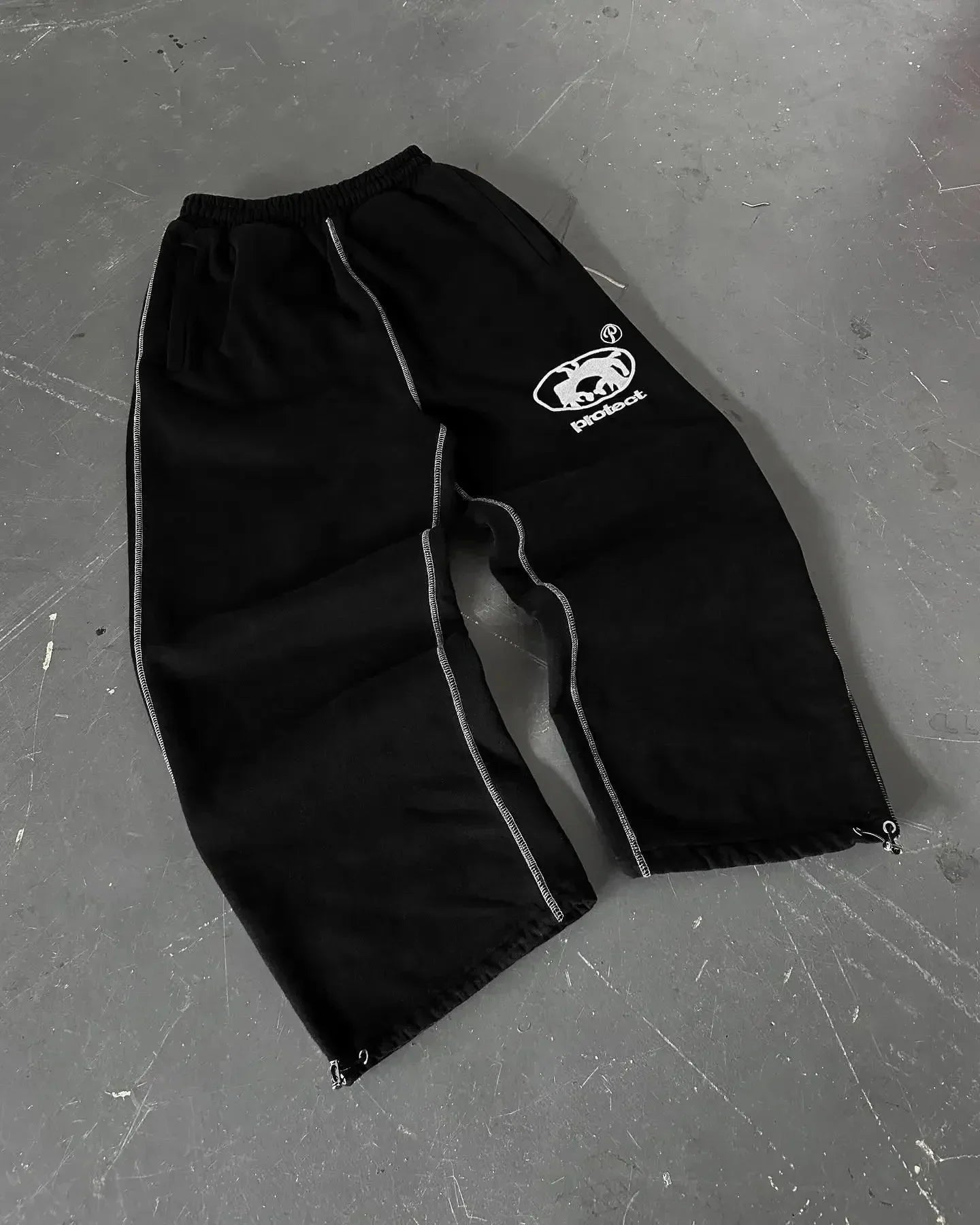 Men’s Y2K Cargo Joggers – Streetwear Work Pants with Police Detail