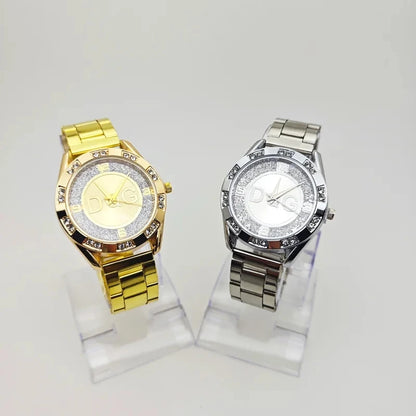 2024 Fashion Luxury Watch - Crystal Quartz Women's Watch, Gold & Silver Stainless Steel, Elegant Ladies Dress Watch