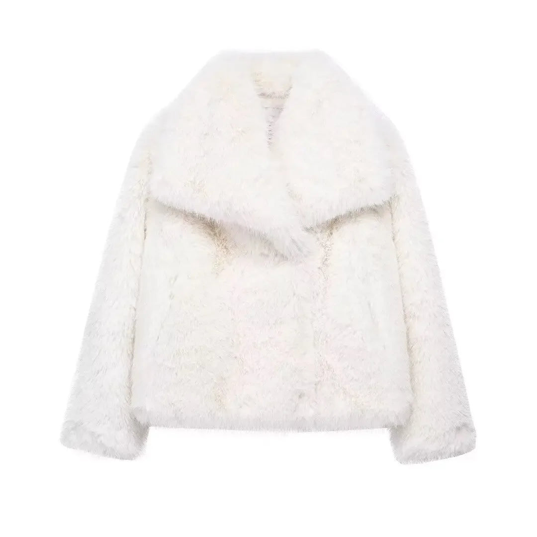 TRAF 2024 Winter Faux Fur Coat – Plush & Fluffy Women’s Outerwear