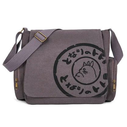 Title: Vintage Cartoon Canvas Messenger Bag – Large-Capacity Tote Handbag