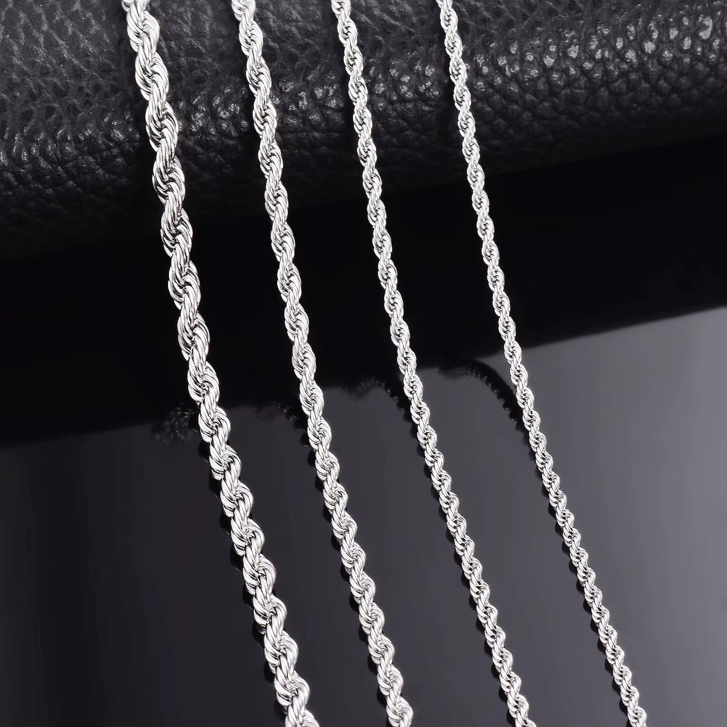 1 Piece Steel Color Width 2Mm/2.5Mm/3Mm/4Mm/5Mm/6Mm Rope Chain Necklace/Bracelet for Men Women Stainless Steel Chain Necklace