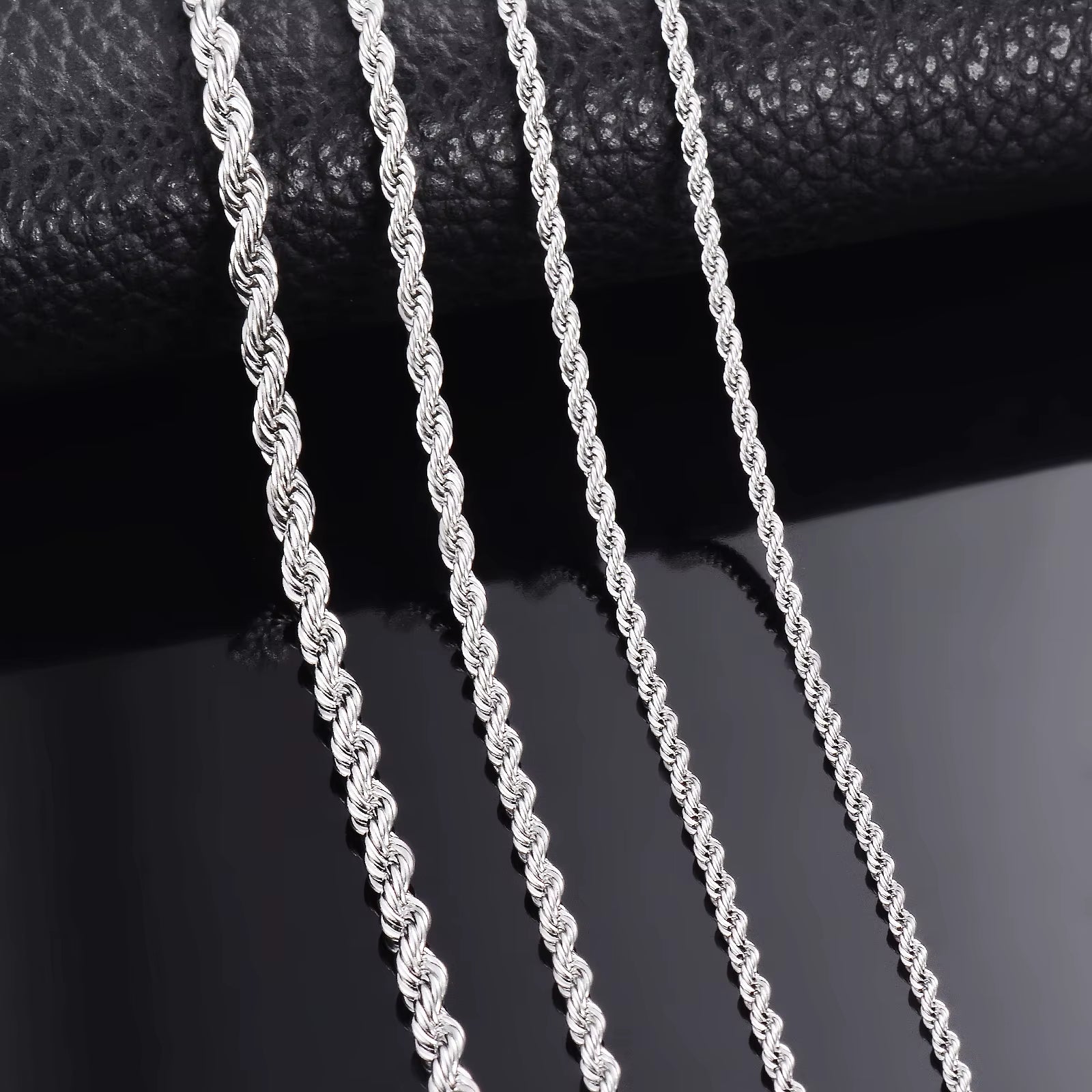 1 Piece Steel Color Width 2Mm/2.5Mm/3Mm/4Mm/5Mm/6Mm Rope Chain Necklace/Bracelet for Men Women Stainless Steel Chain Necklace