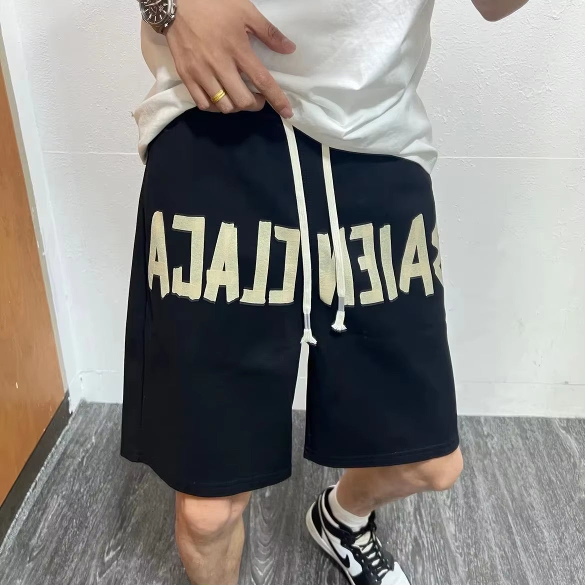 Summer American Trendy Brand High Street Letter Printing Casual Shorts Men'S Trend Simple and Versatile Men'S Sweatpants