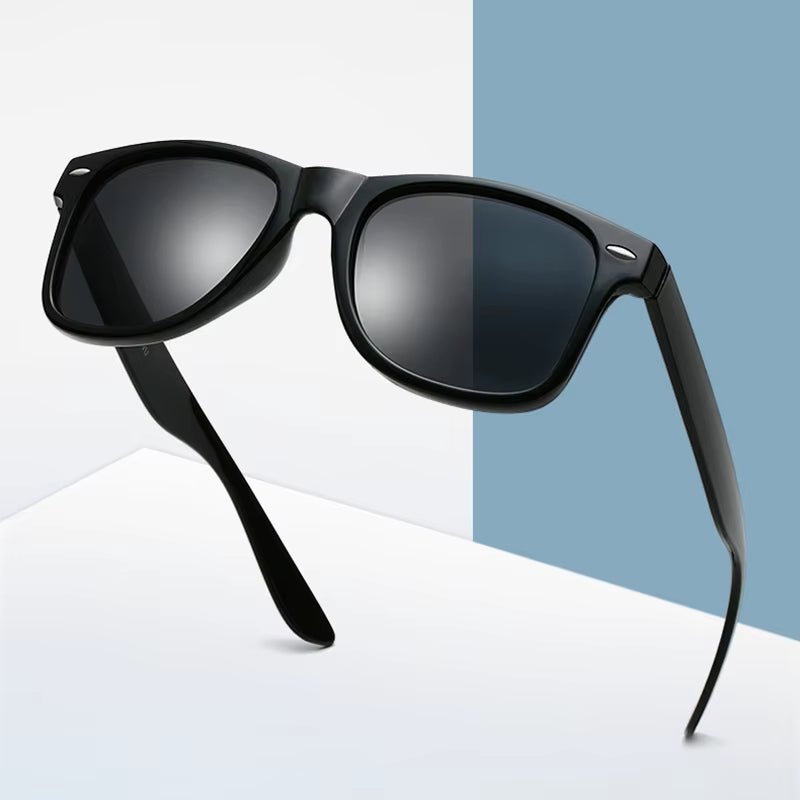 Classic Square Polarized Sunglasses – Retro Black Shades for Men & Women