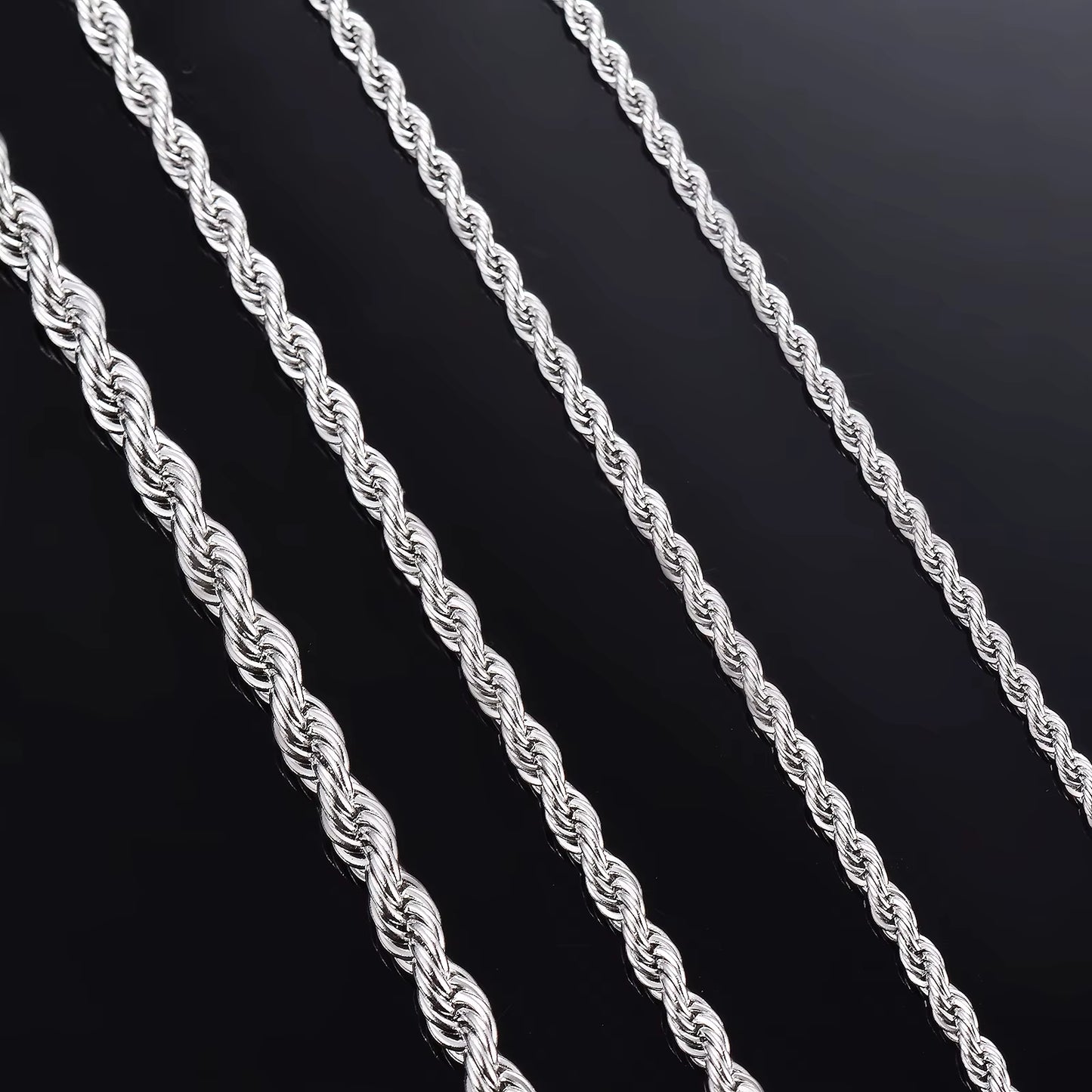 1 Piece Steel Color Width 2Mm/2.5Mm/3Mm/4Mm/5Mm/6Mm Rope Chain Necklace/Bracelet for Men Women Stainless Steel Chain Necklace