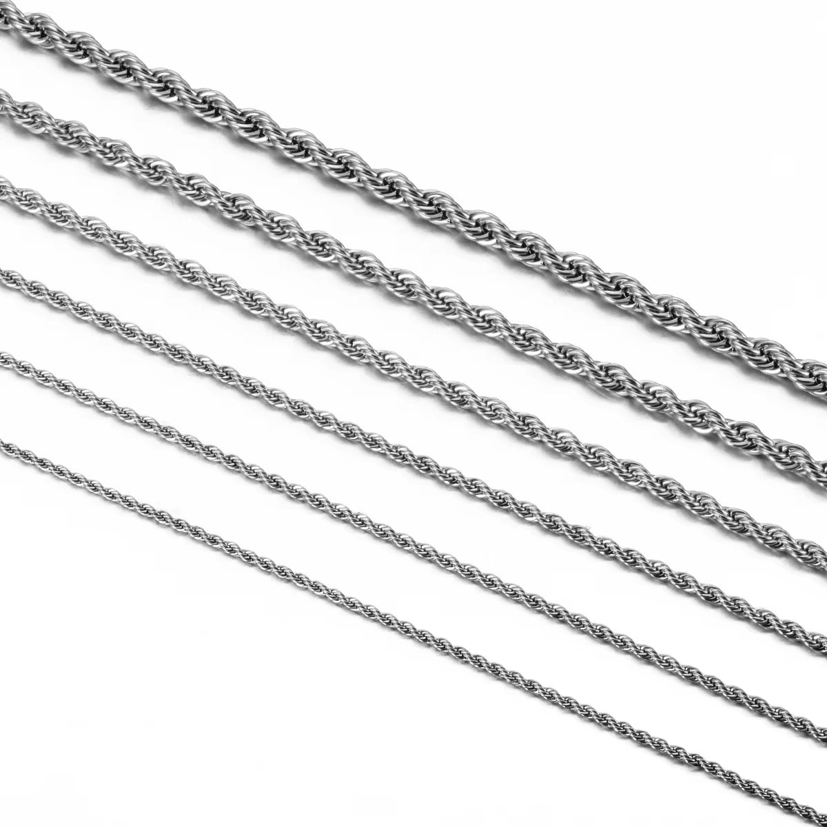 1 Piece Steel Color Width 2Mm/2.5Mm/3Mm/4Mm/5Mm/6Mm Rope Chain Necklace/Bracelet for Men Women Stainless Steel Chain Necklace