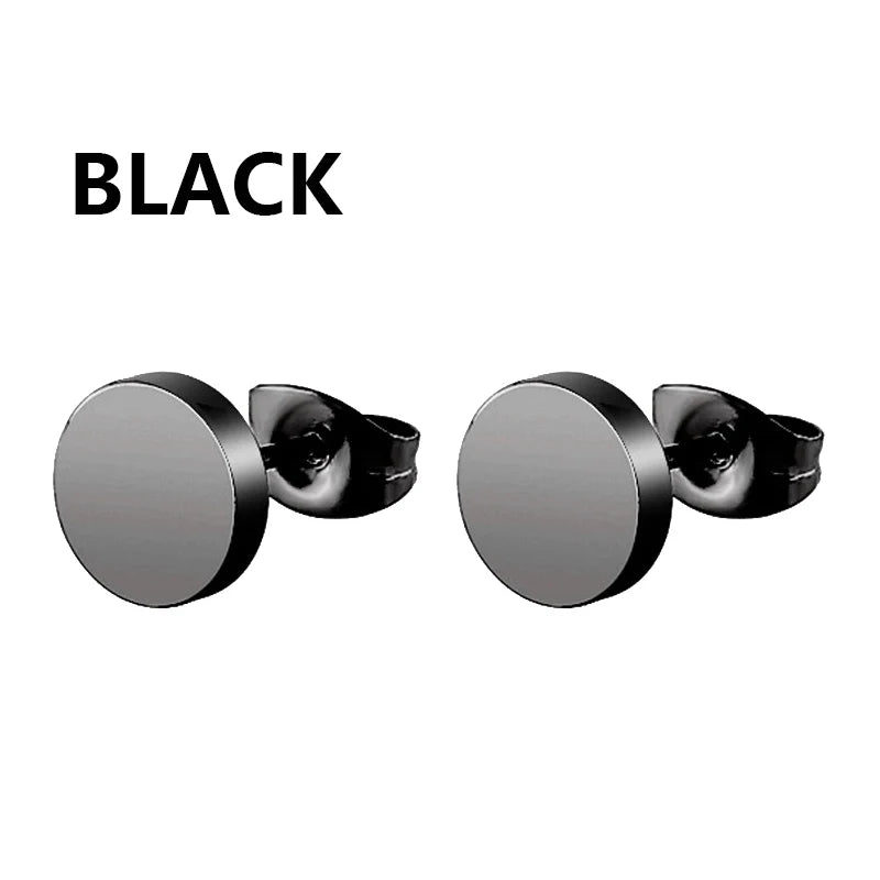 1 Pairs Punk Stainless Steel Stud Earrings Black Earrings Set for Men Women Vintage Hip Hop Piercing Ear Jewelry Accessories